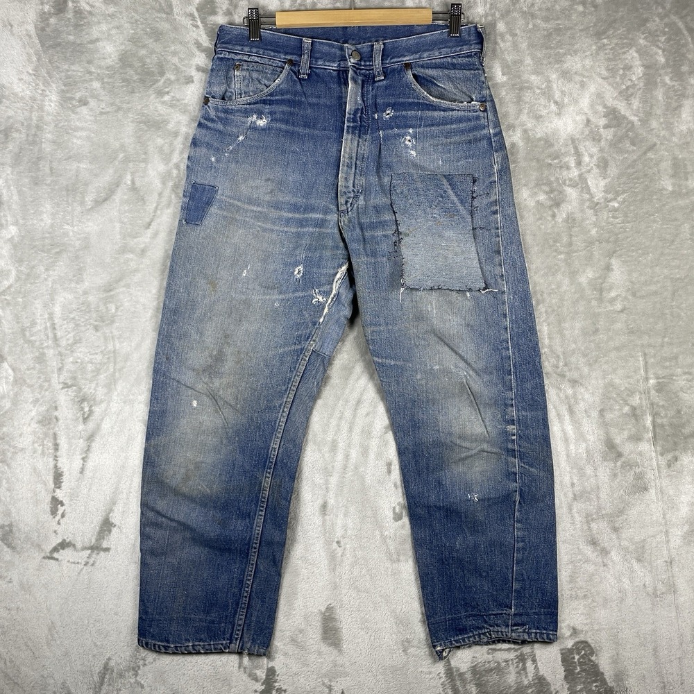 Vintage Penneys Foremost Full Selvedge Jeans Mens 32x27 Repaired Whiskers 1950s